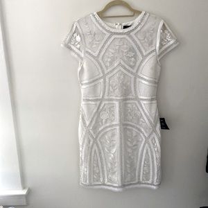 Spread Your Shine White Sequin Embroidered Bodycon Dress